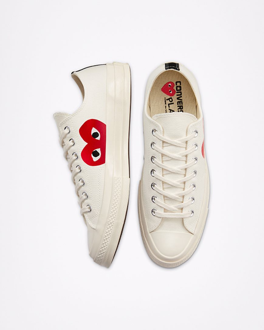 Zapatillas Bajas Converse x Comme des Garçons PLAY Chuck 70 Mujer Blancas Rojas | PE 5E0LW2